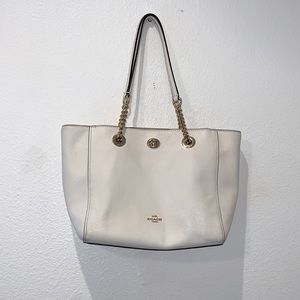 Coach Medium White/Gold Purse with Zip Top